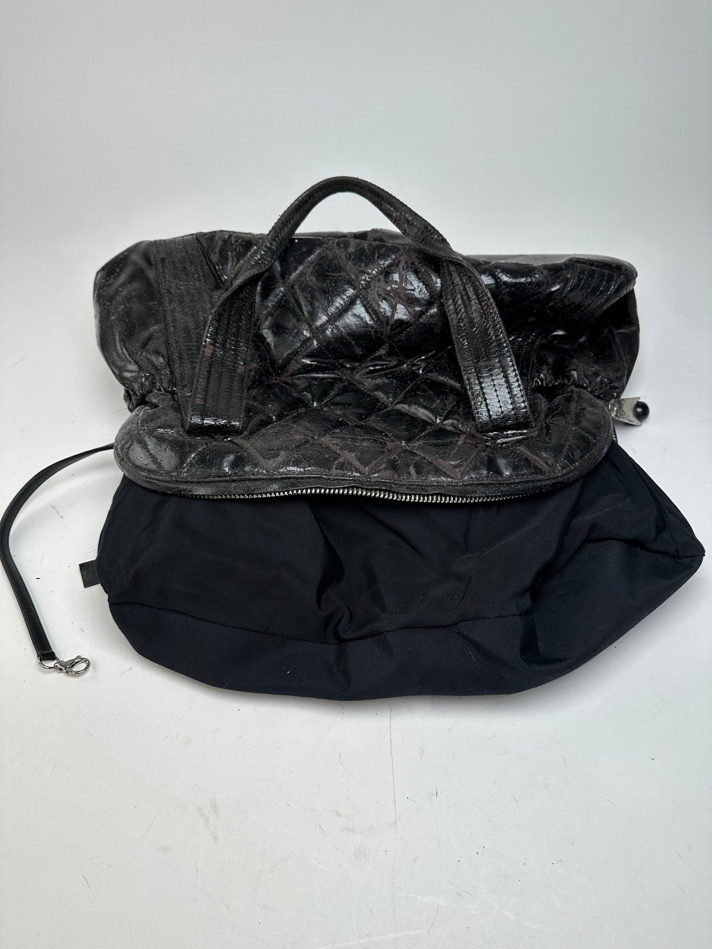 Vintage Chanel Patent Leather Bowling Bag Black