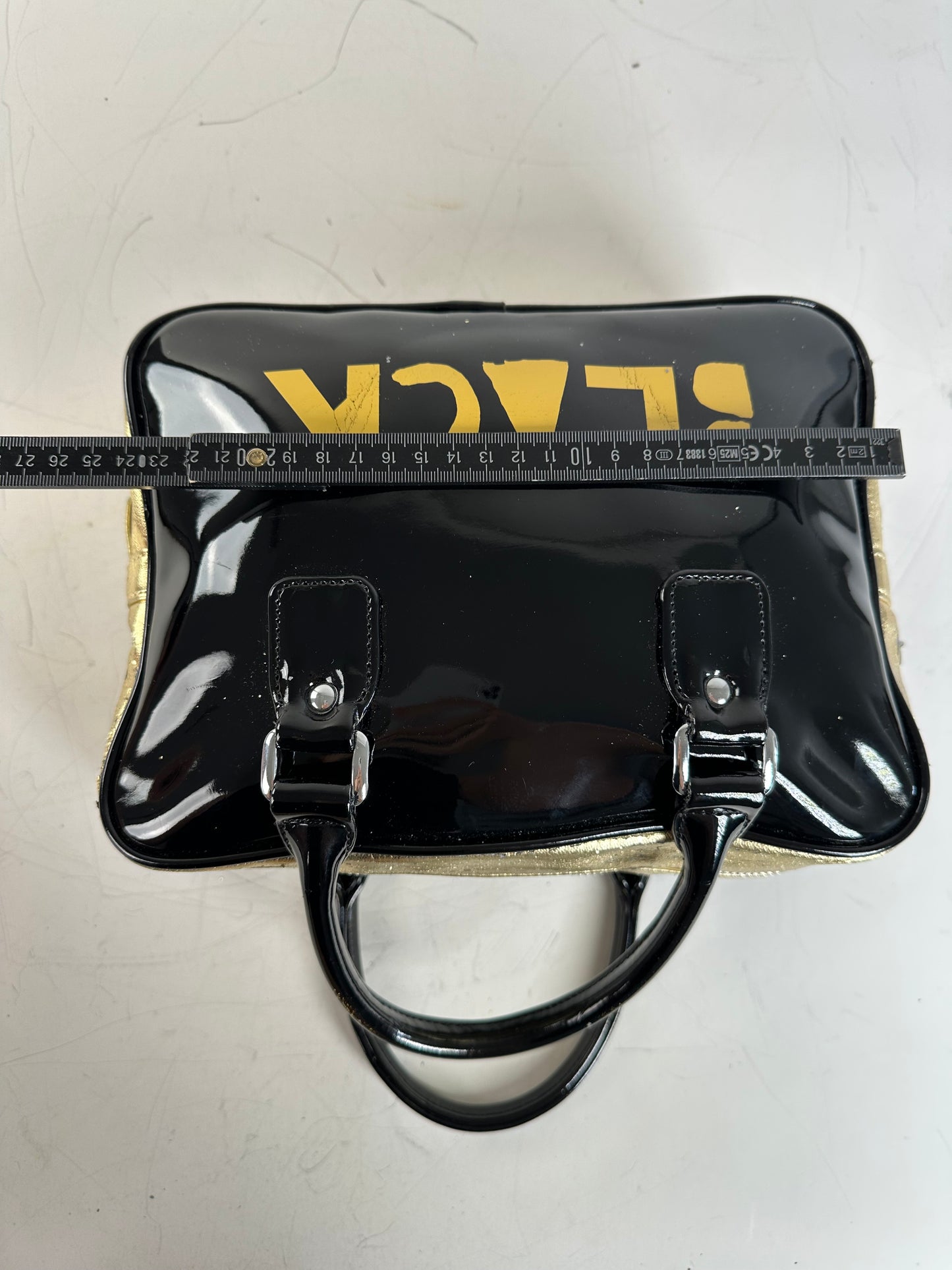 Vintage Comme des Garçons Patent Metallic Handbag Black Gold