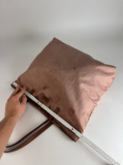 Vintage Gucci Monogram Tote Bag Pink Brown