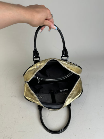 Vintage Comme des Garçons Patent Metallic Handbag Black Gold