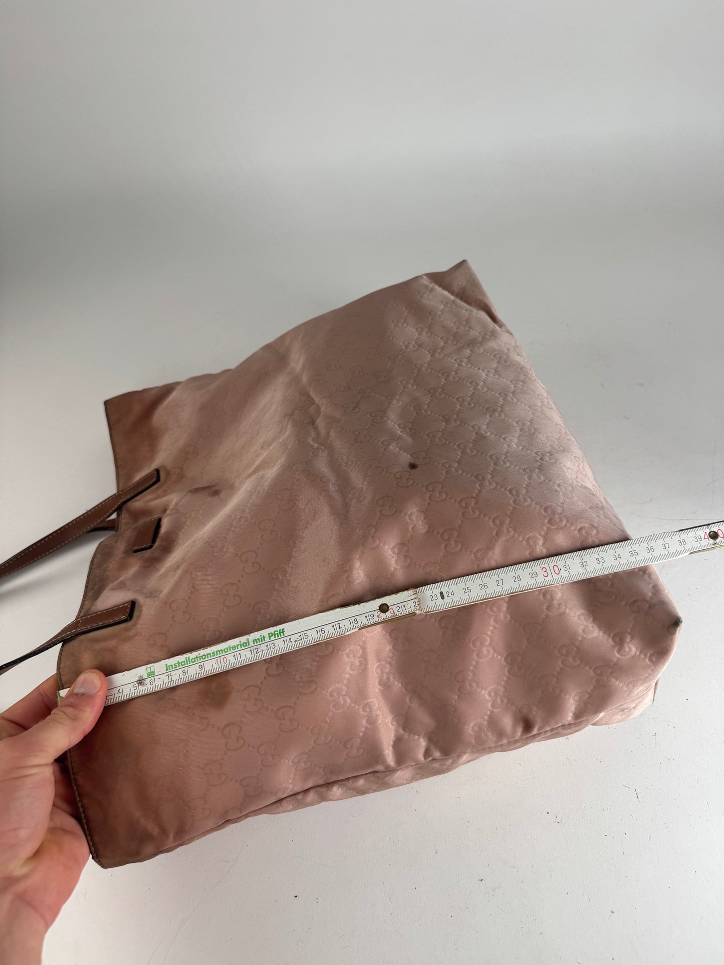 Vintage Gucci Monogram Tote Bag Pink Brown