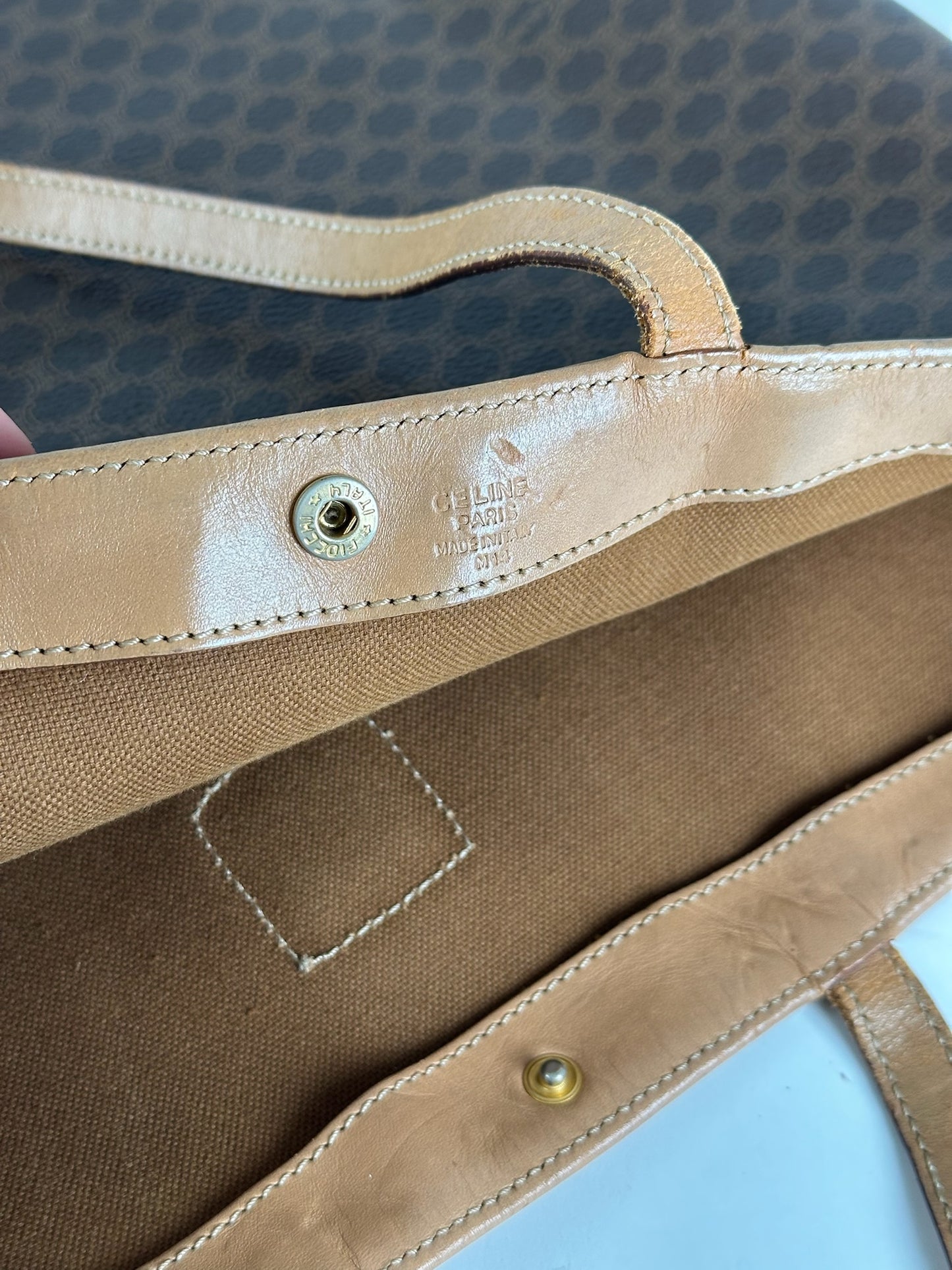 Vintage Celine Paris Big Bag leather monogram shopper brown