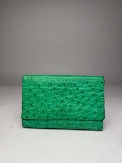 Vintage Ostrich Leather Wallet Green