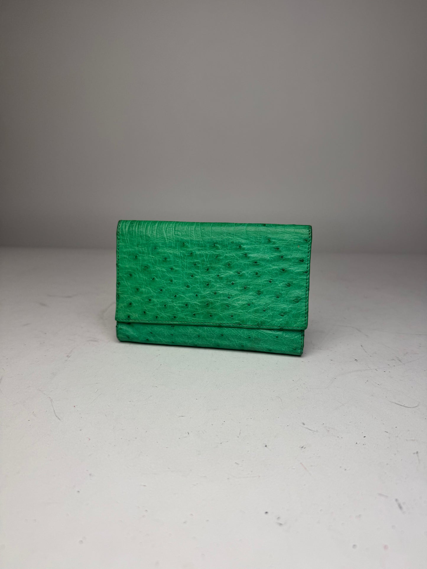 Vintage Ostrich Leather Wallet Green