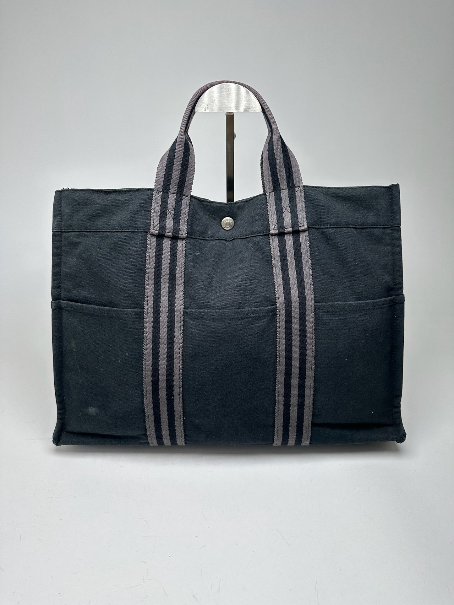 Vintage Hermes Canvas Shopper bag black