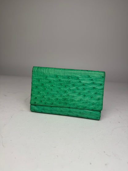 Vintage Ostrich Leather Wallet Green