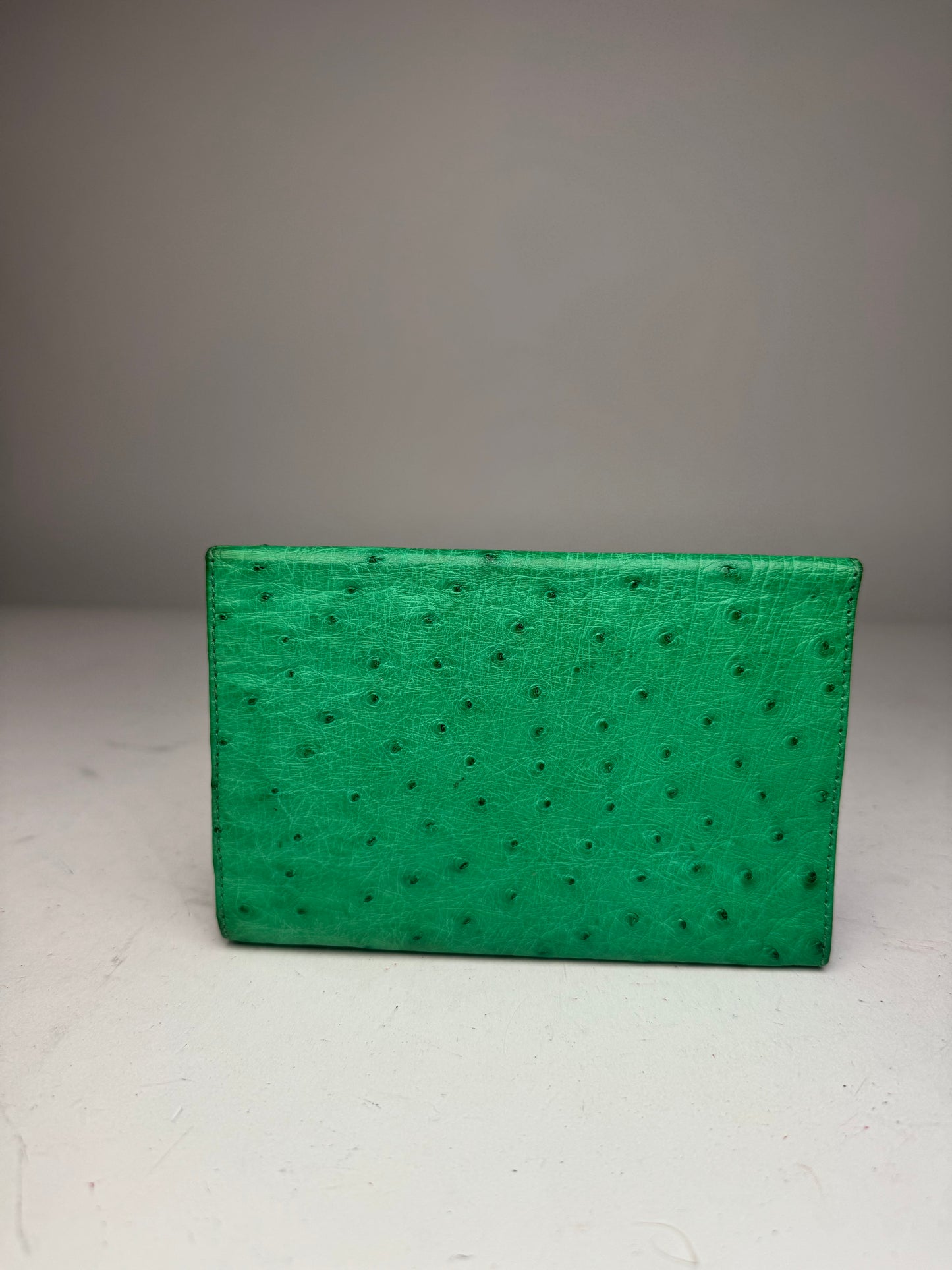 Vintage Ostrich Leather Wallet Green