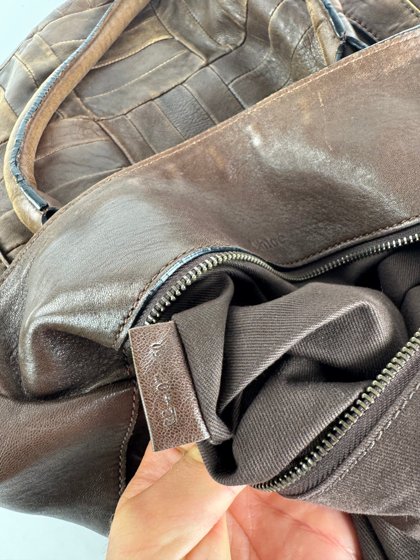 Sac cabas vintage en cuir Chloé marron