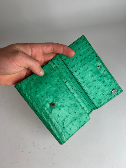 Vintage Ostrich Leather Wallet Green