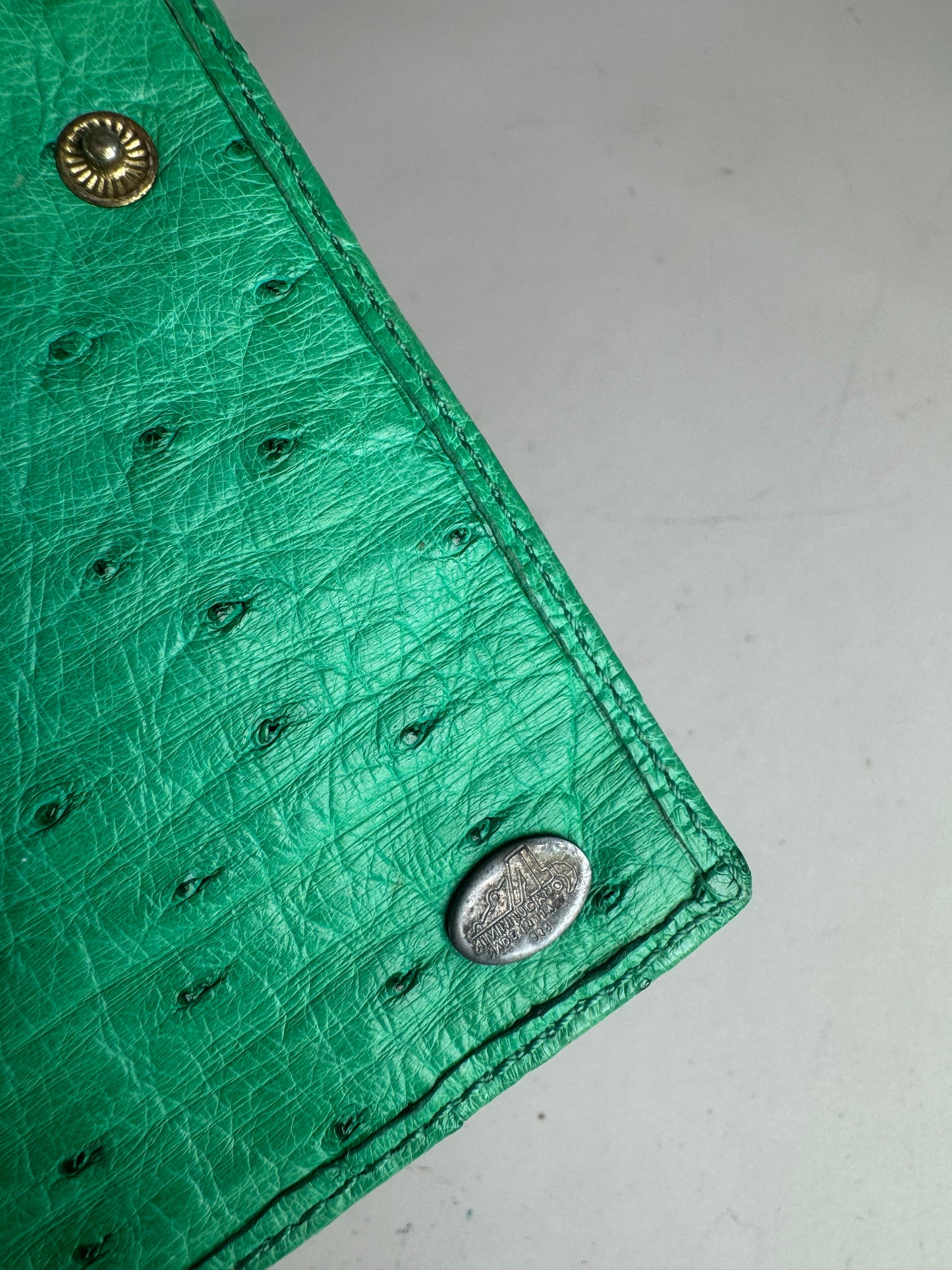 Vintage Ostrich Leather Wallet Green