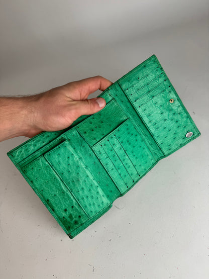 Vintage Ostrich Leather Wallet Green