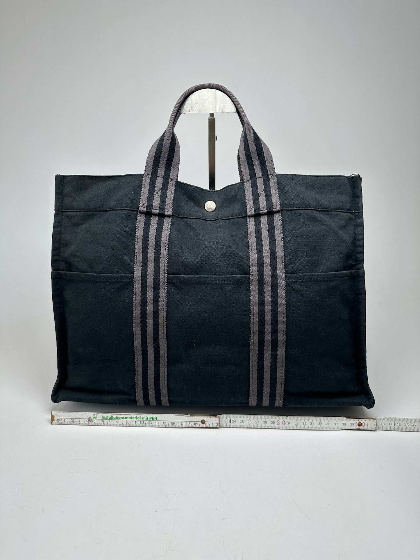 Vintage Hermes Canvas Shopper bag black