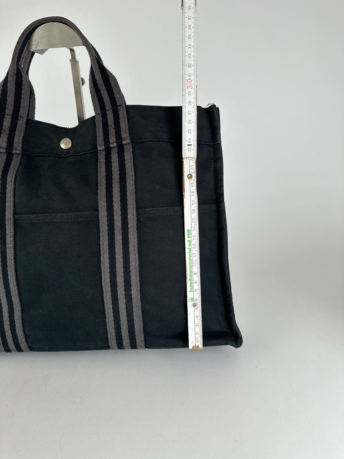 Vintage Hermes Canvas Shopper bag black