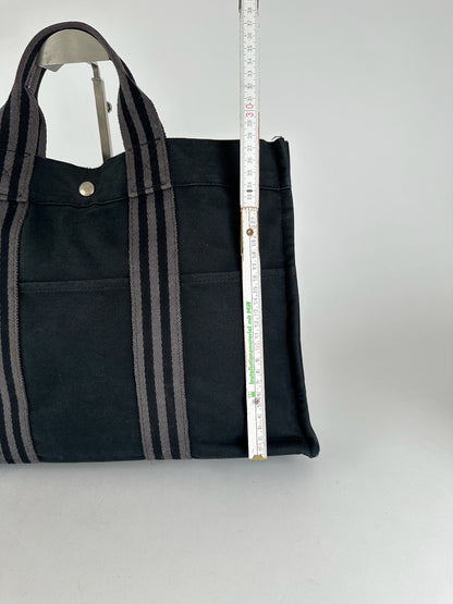 Vintage Hermes Canvas Shopper bag black