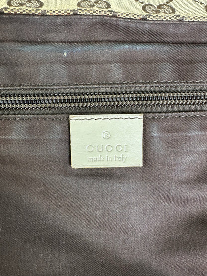 Vintage Gucci GG Supreme Shoulder Bag Beige Brown Silver