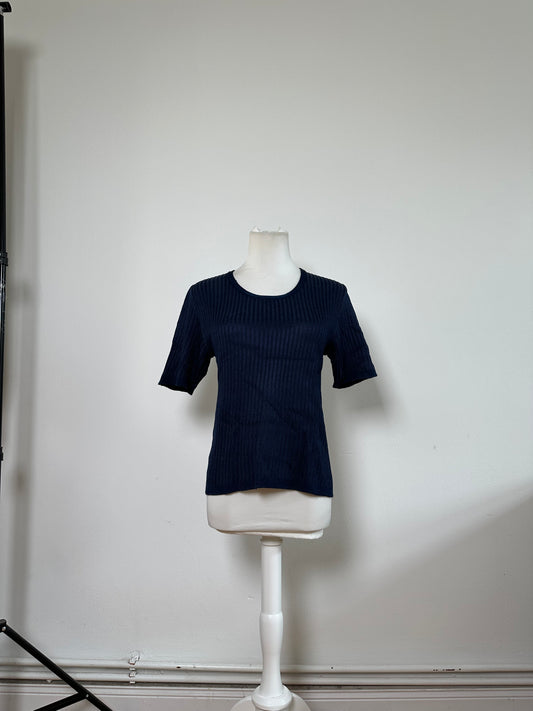 Vintage Dior Knitted Cotton Pullover Navy XL