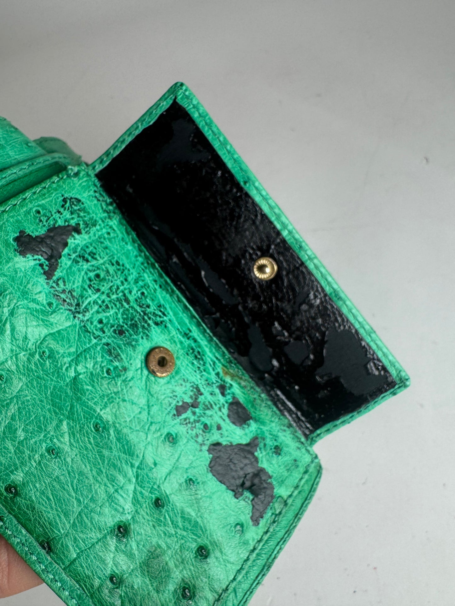 Vintage Ostrich Leather Wallet Green