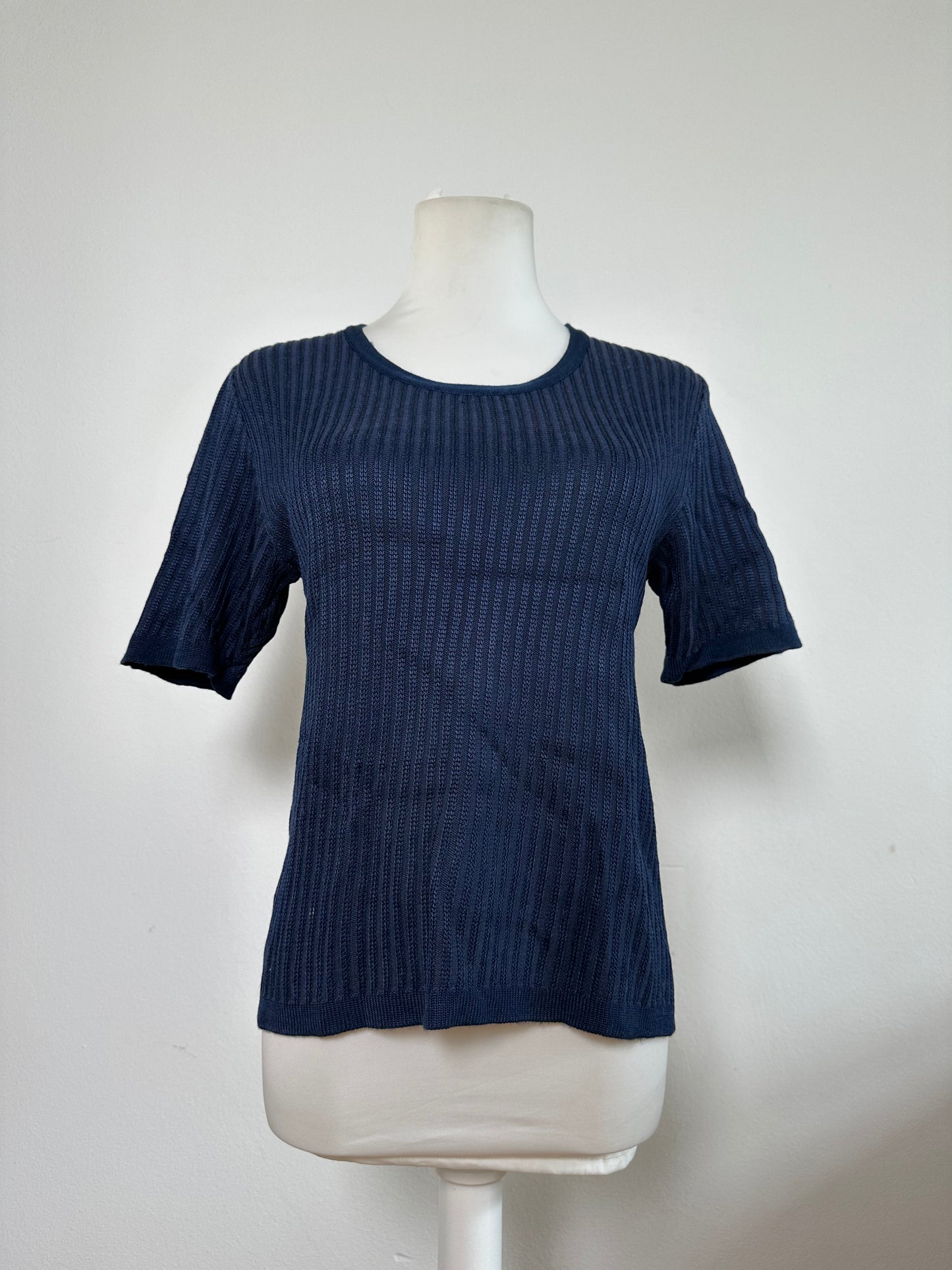 Vintage Dior Knitted Cotton Pullover Navy XL