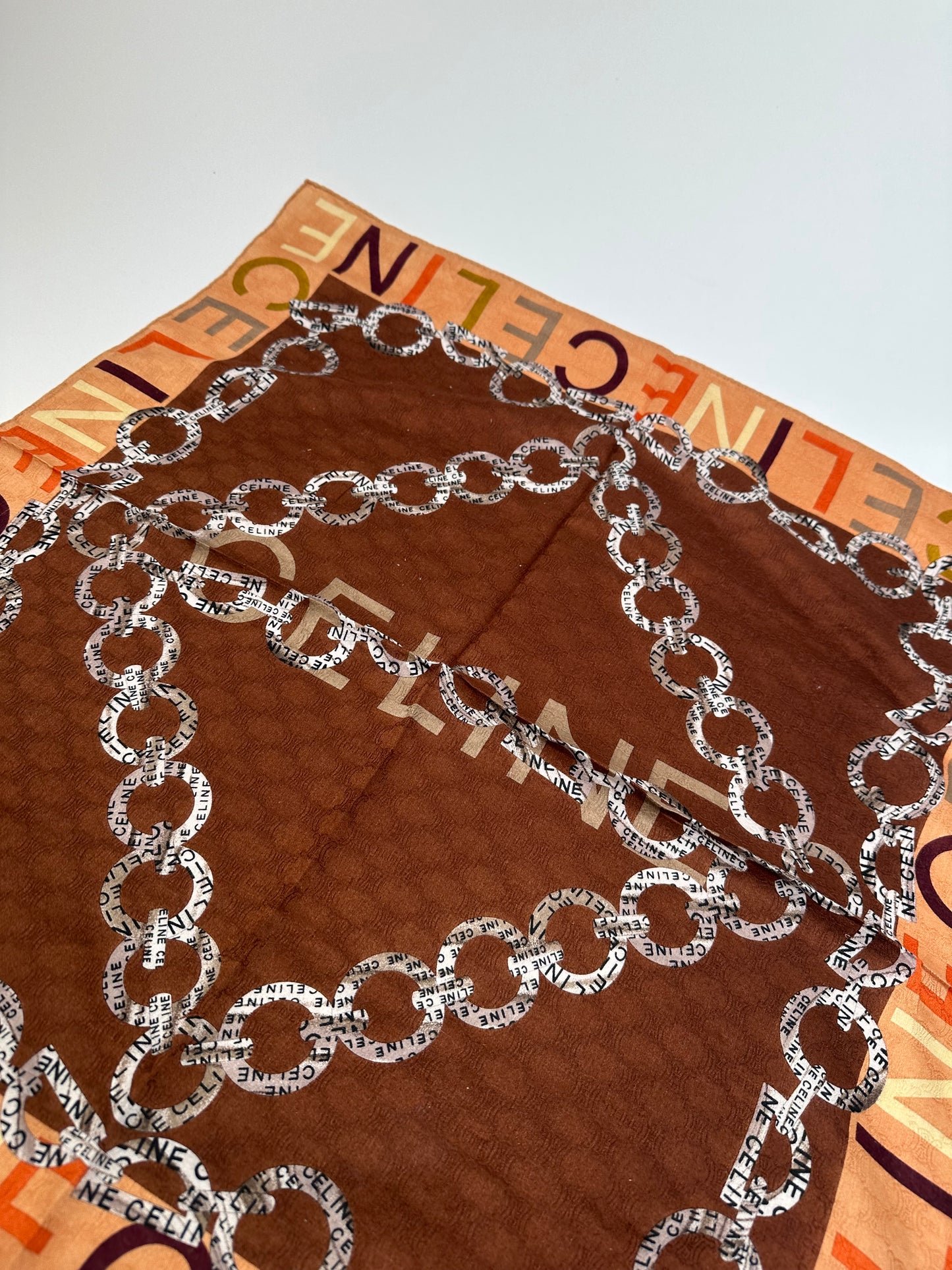 Vintage Celine Paris Triomphe Scarf Brown