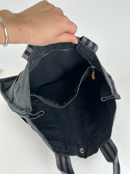 Vintage Hermes Canvas Shopper bag black