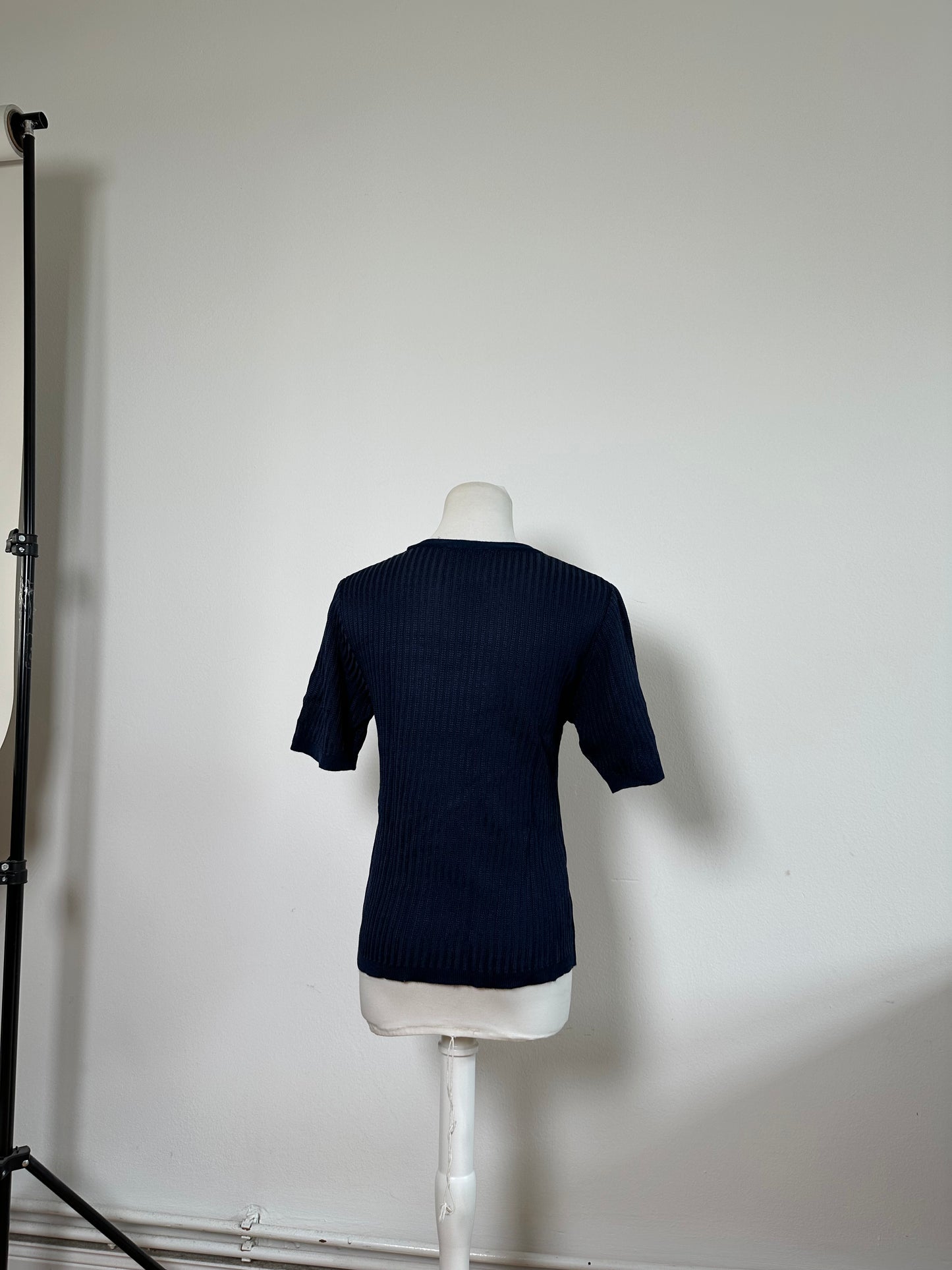 Vintage Dior Knitted Cotton Pullover Navy XL