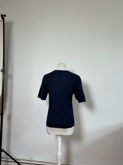 Vintage Dior Knitted Cotton Pullover Navy XL