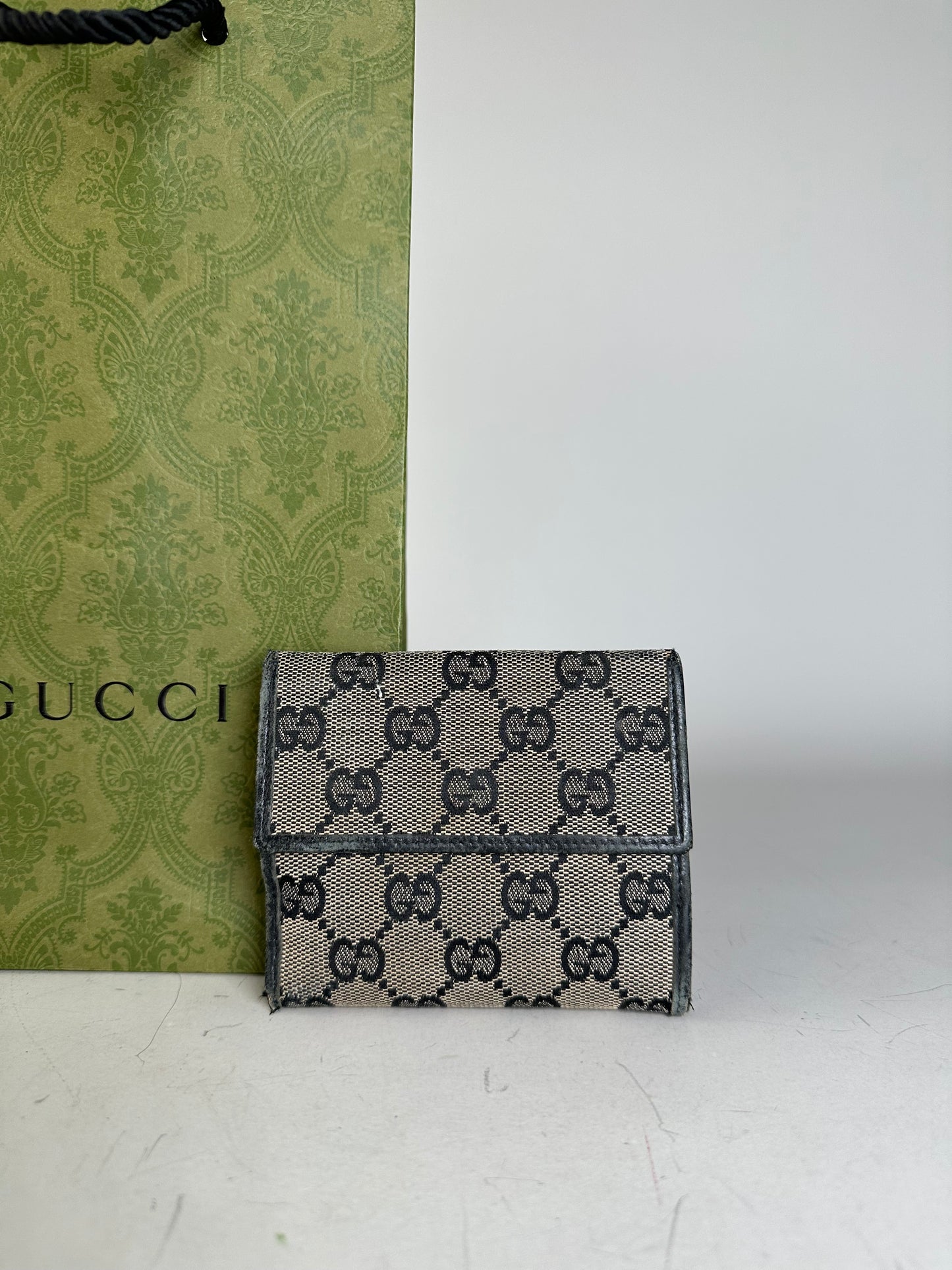 Vintage Gucci GG Supreme Wallet Black Beige