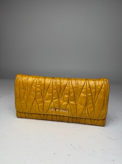 Vintage Miu Miu Metalassee Leather Wallet Yellow