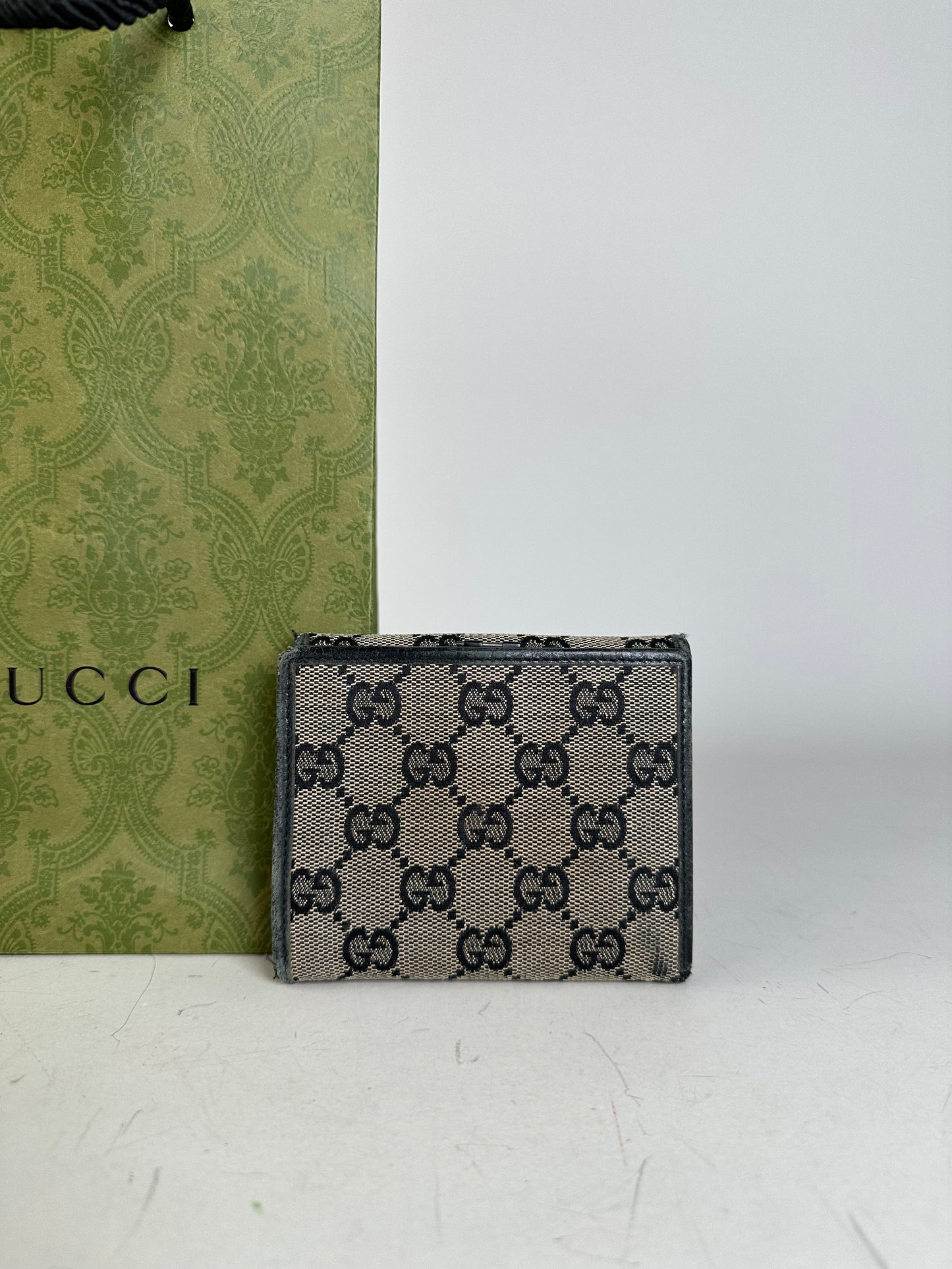 Vintage Gucci GG Supreme Wallet Black Beige