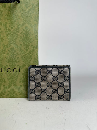 Vintage Gucci GG Supreme Wallet Black Beige