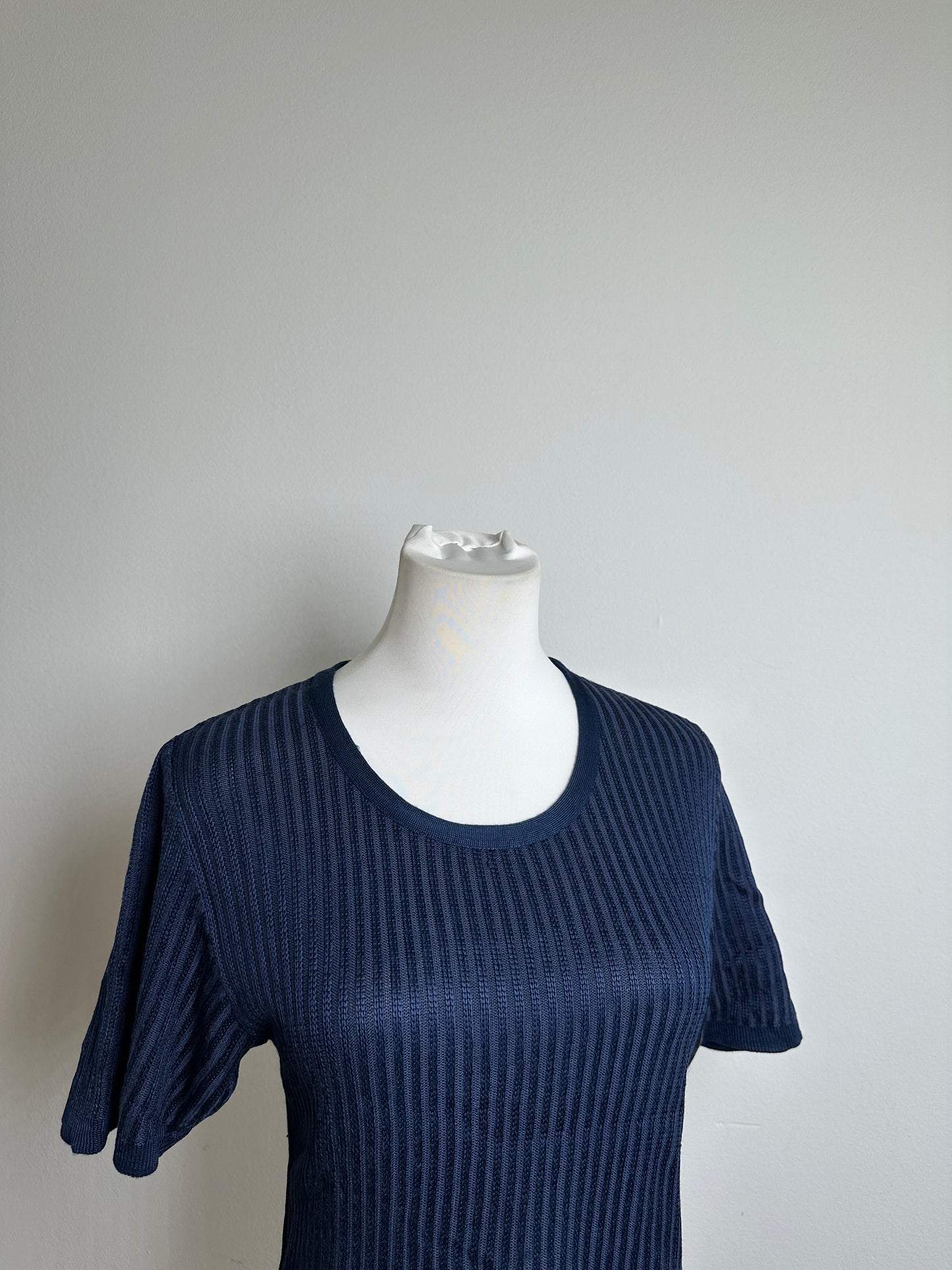 Vintage Dior Knitted Cotton Pullover Navy XL