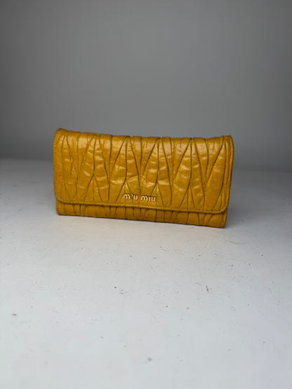 Vintage Miu Miu Metalassee Leather Wallet Yellow