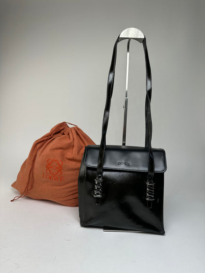 Vintage Loewe Madrid Leather Handbag Black