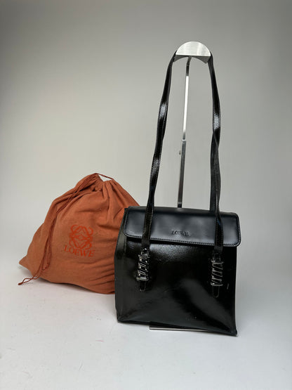 Vintage Loewe Madrid Leather Handbag Black