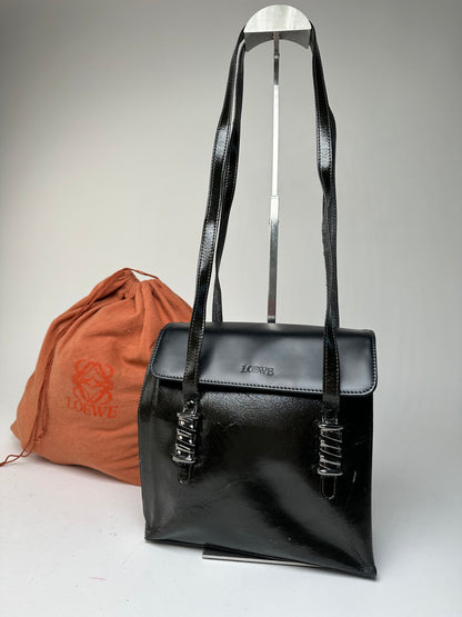 Vintage Loewe Madrid Leather Handbag Black