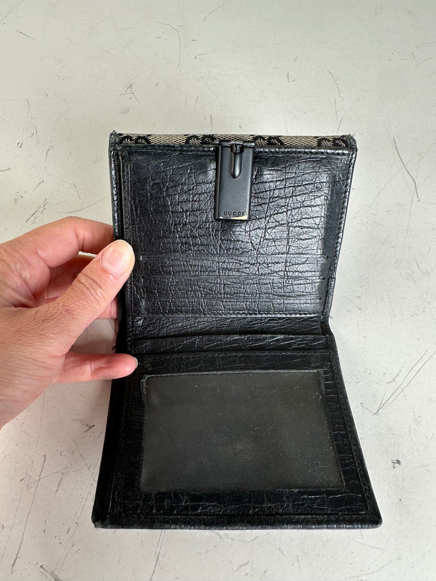 Vintage Gucci GG Supreme Wallet Black Beige