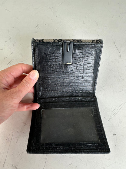 Vintage Gucci GG Supreme Wallet Black Beige