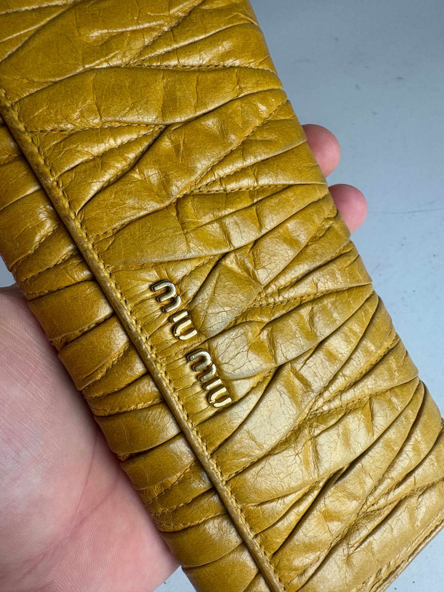 Vintage Miu Miu Metalassee Leather Wallet Yellow