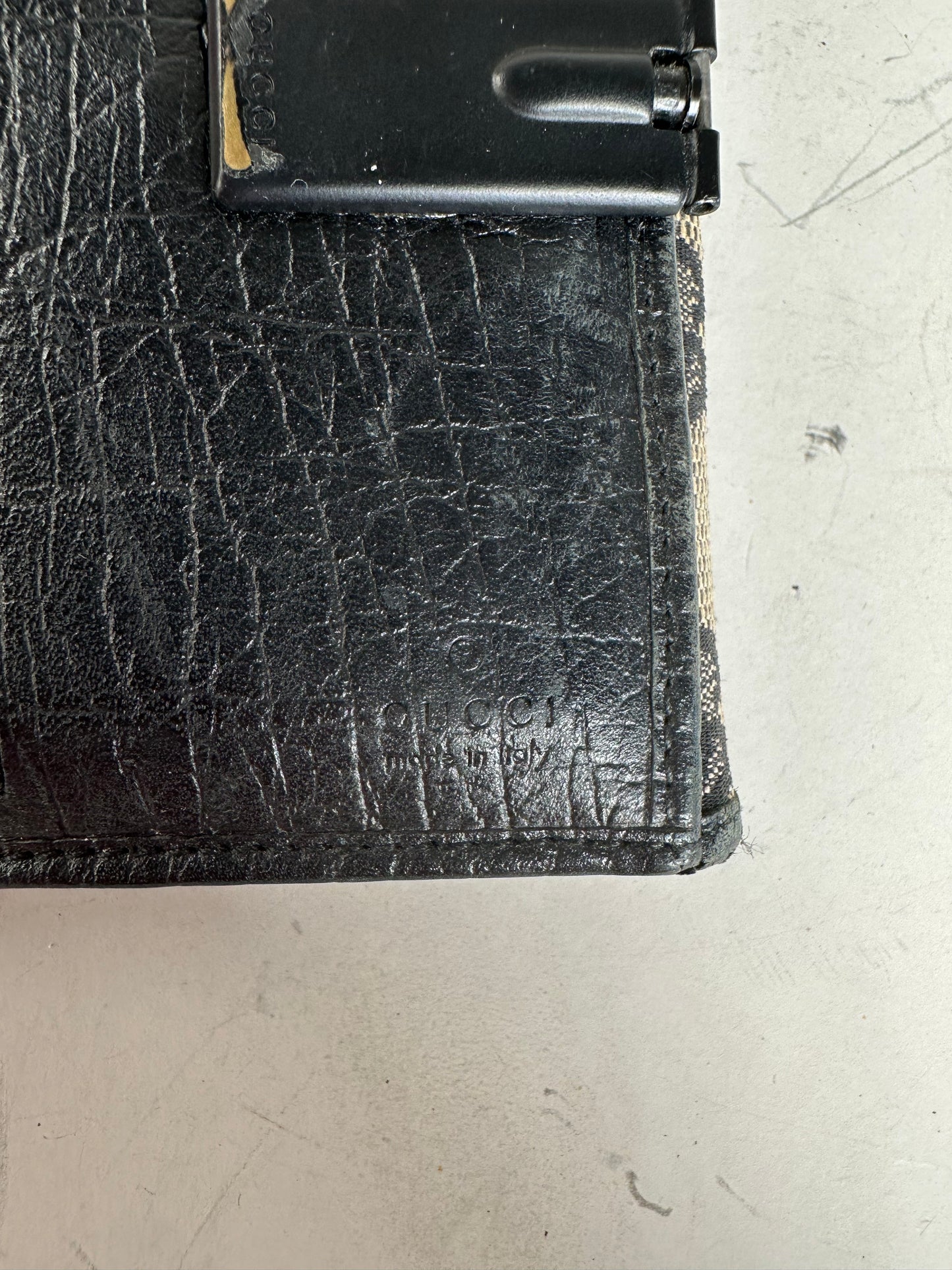 Vintage Gucci GG Supreme Wallet Black Beige