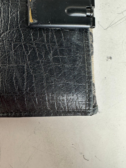 Vintage Gucci GG Supreme Wallet Black Beige