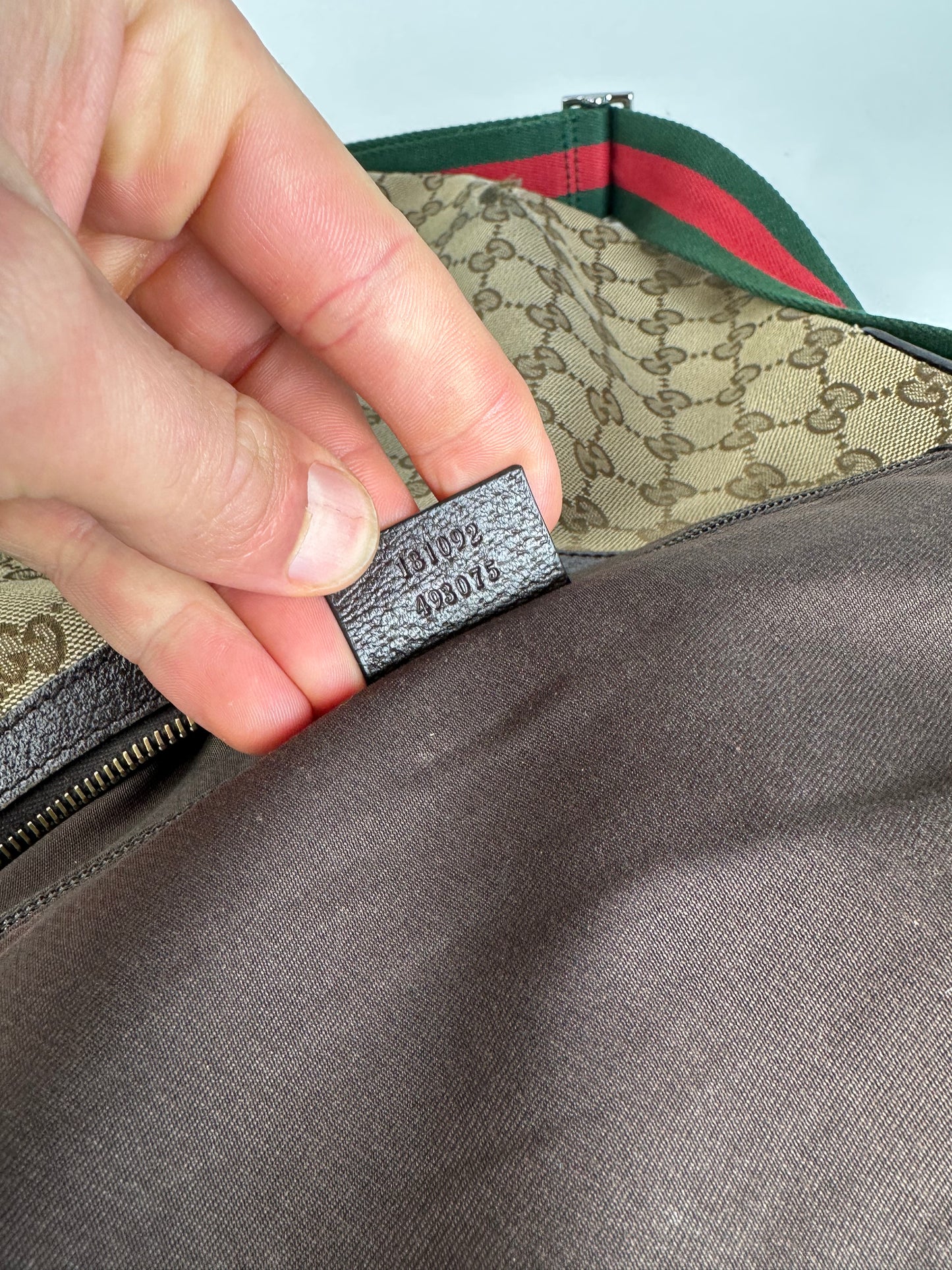 Vintage Gucci Monogram Canvas Croissant Shoulder bag Beige Brown