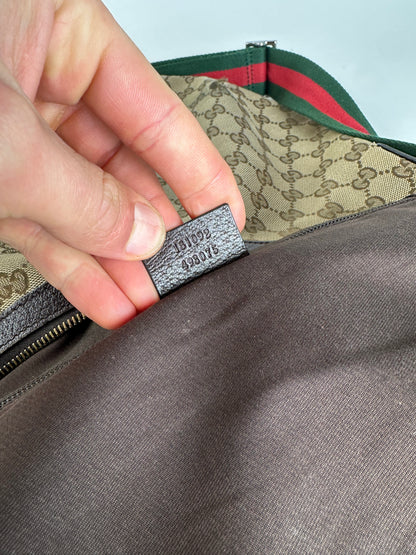 Vintage Gucci Monogram Canvas Croissant Shoulder bag Beige Brown