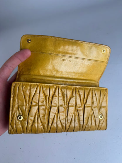 Vintage Miu Miu Metalassee Leather Wallet Yellow