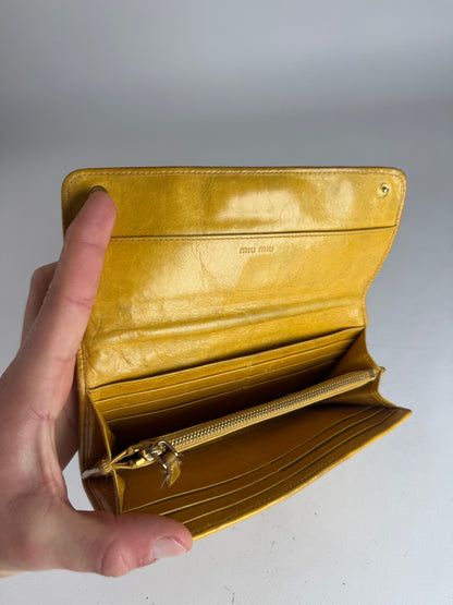 Vintage Miu Miu Metalassee Leather Wallet Yellow