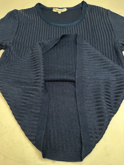 Vintage Dior Knitted Cotton Pullover Navy XL