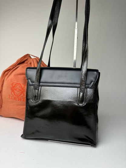 Vintage Loewe Madrid Leather Handbag Black