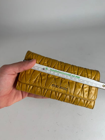 Vintage Miu Miu Metalassee Leather Wallet Yellow