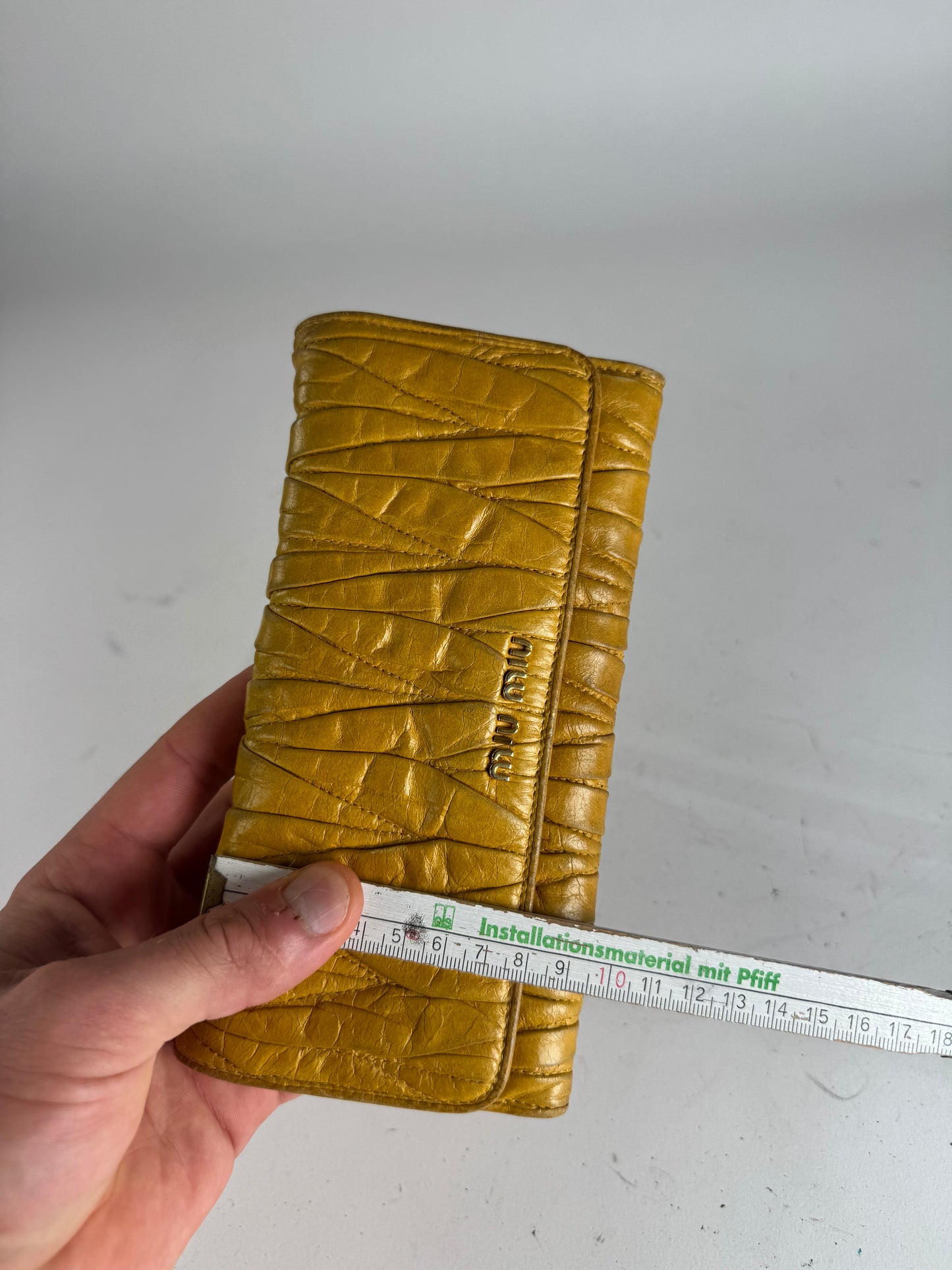 Vintage Miu Miu Metalassee Leather Wallet Yellow