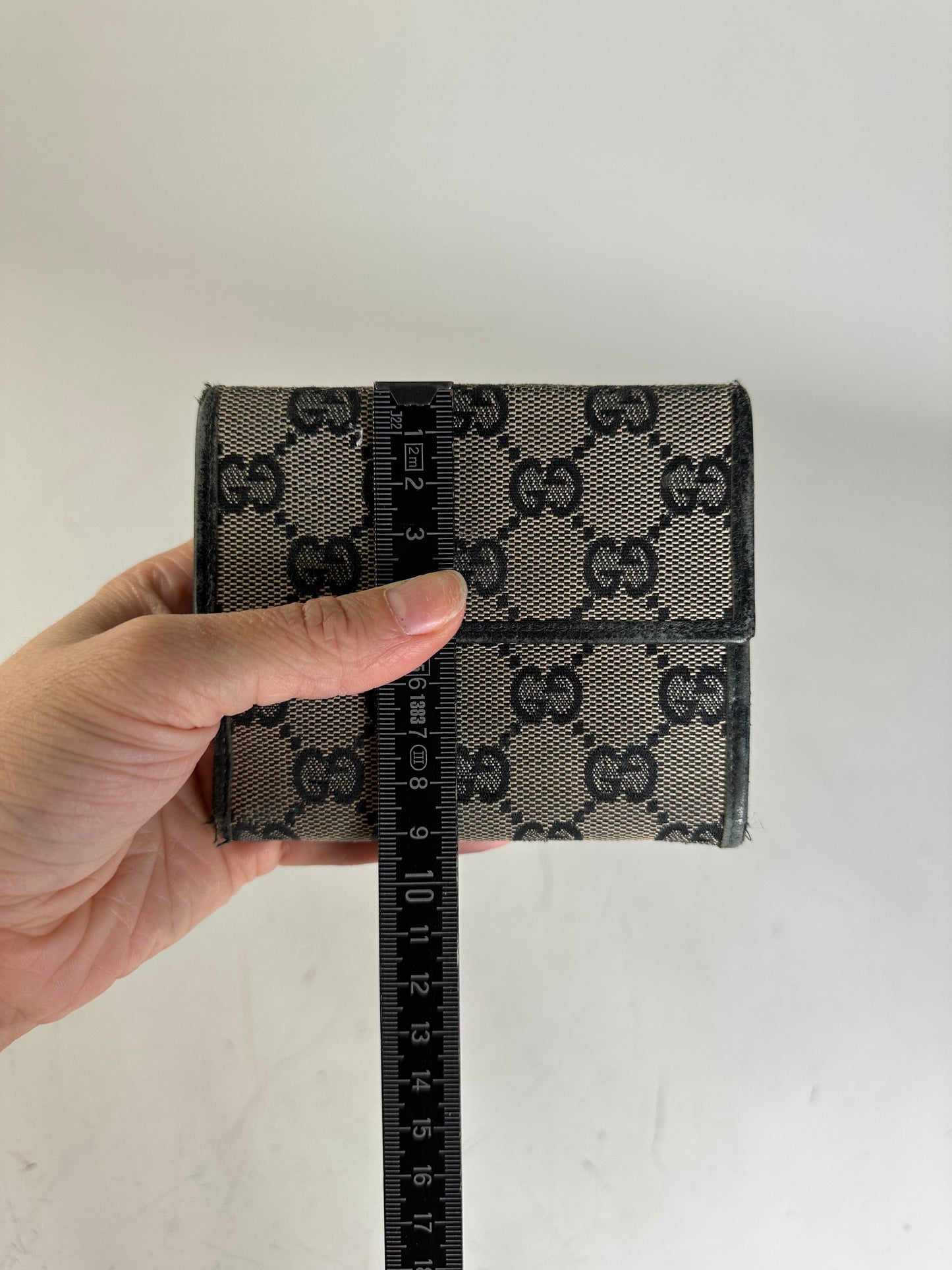 Vintage Gucci GG Supreme Wallet Black Beige