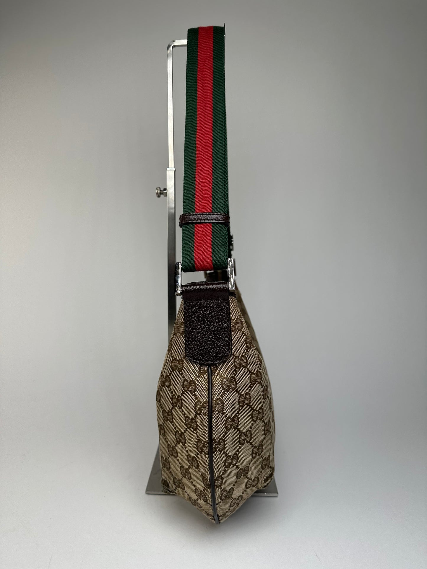 Vintage Gucci Monogram Canvas Croissant Shoulder bag Beige Brown
